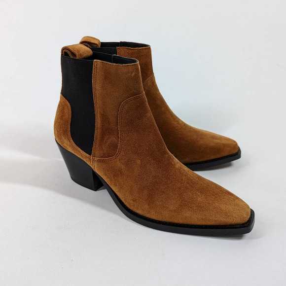 Everlane Shoes - Everlane The Western Boots Russet Suede Heeled Ankle Booties Size 8 NWOT